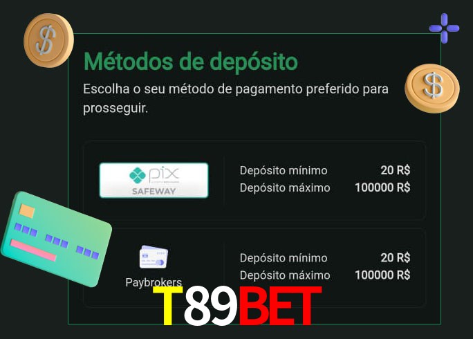 O cassino T89BET oferece uma grande variedade de métodos de pagamento